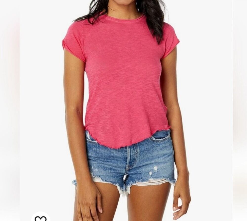 Free People X We The Free Be My Baby Tee in strawberry pink size XS NWOT